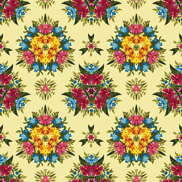 Patrón floral boho o hippie sin costuras — Vector de stock