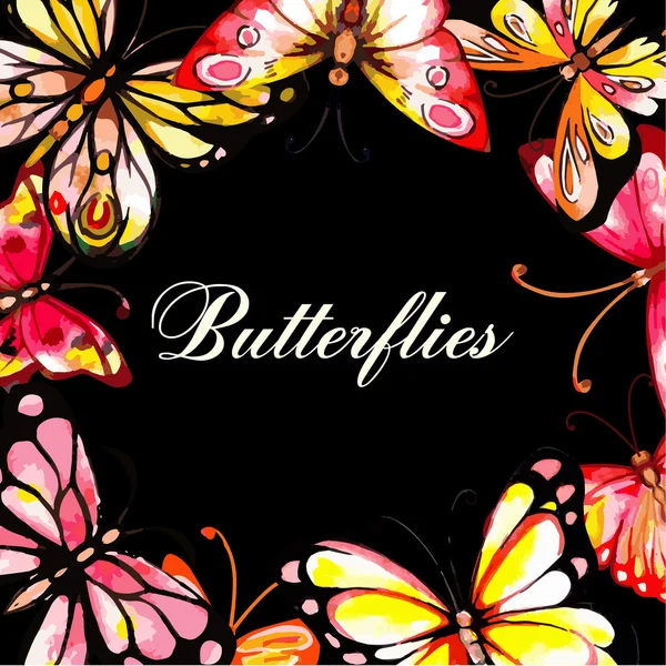 Tarjeta mariposa voladora — Archivo Imágenes Vectoriales