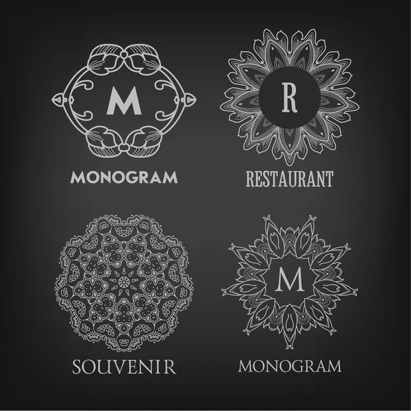 Ensemble de modèles de conceptions de monogramme de luxe — Image vectorielle