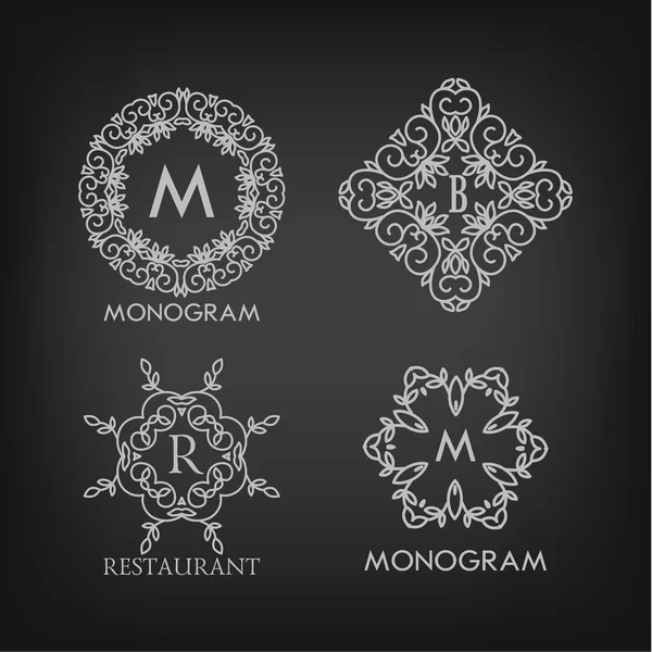 Ensemble de modèles de conceptions de monogramme de luxe — Image vectorielle