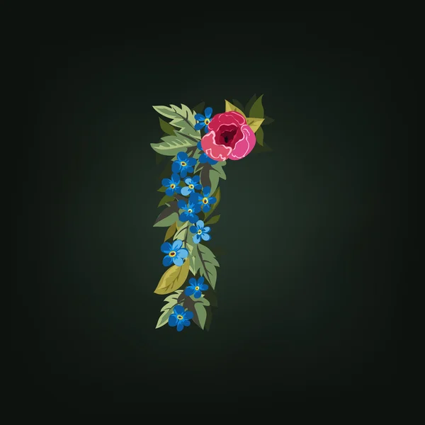 Lettera R. Alfabeto dei fiori — Vettoriale Stock