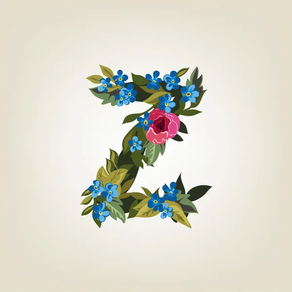 Lettera Z. Alfabeto dei fiori — Vettoriale Stock
