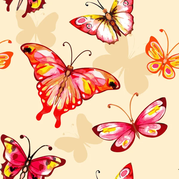 Watercolor butterfly seamless pattern — Stock Vector