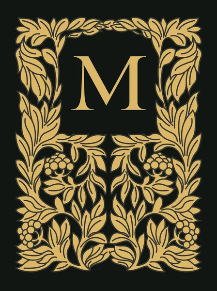 Vintage floral frame of monogram met boom — Stockvector