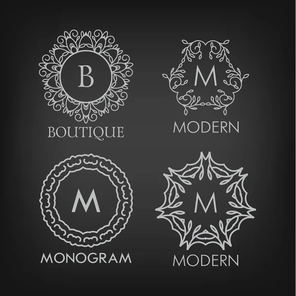 Set of luxury monogram designs templates — Stock Vector