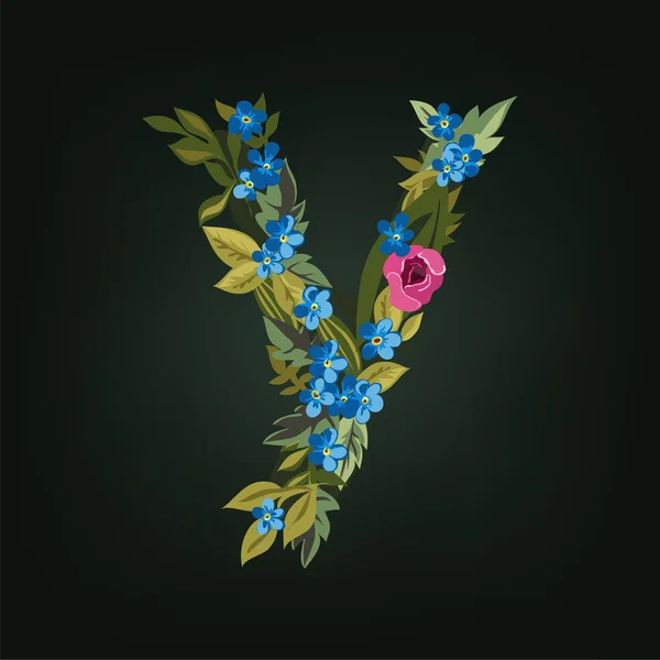 Lettera Y. Alfabeto dei fiori — Vettoriale Stock