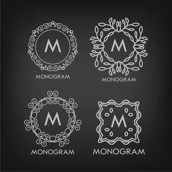 Conjunto de modelos de modelos de monograma de luxo — Vetor de Stock