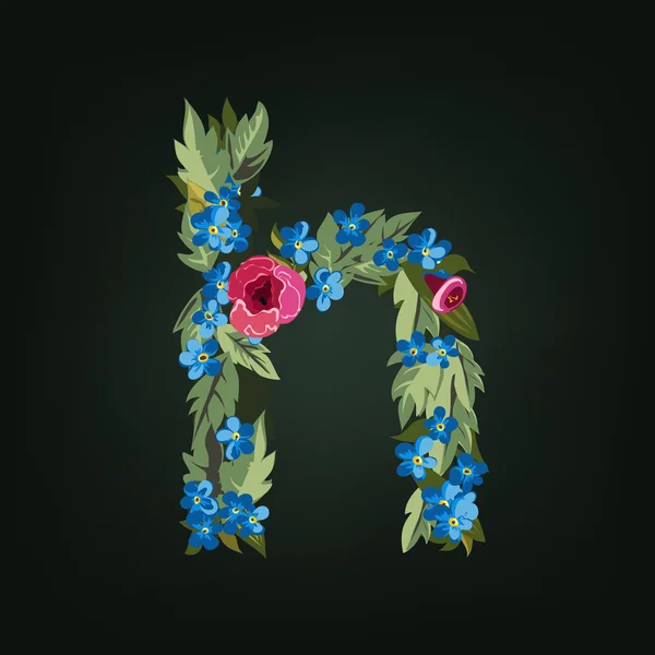 Lettre H. Alphabet fleur — Image vectorielle