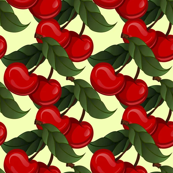 Texture senza cuciture con frutti di ciliegia — Vettoriale Stock