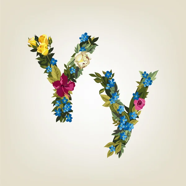 Lettera Y. Alfabeto dei fiori — Vettoriale Stock
