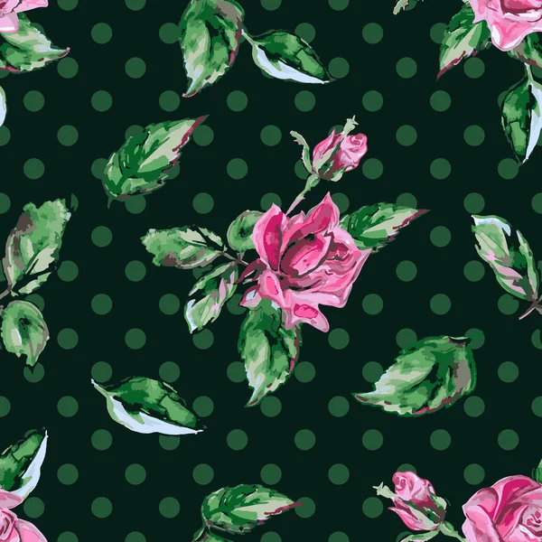 Wallpaper seamless vintage pattern with roses — Stock Vector