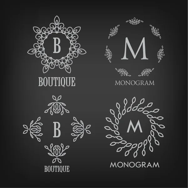 Set of luxury monogram designs templates — Stock Vector