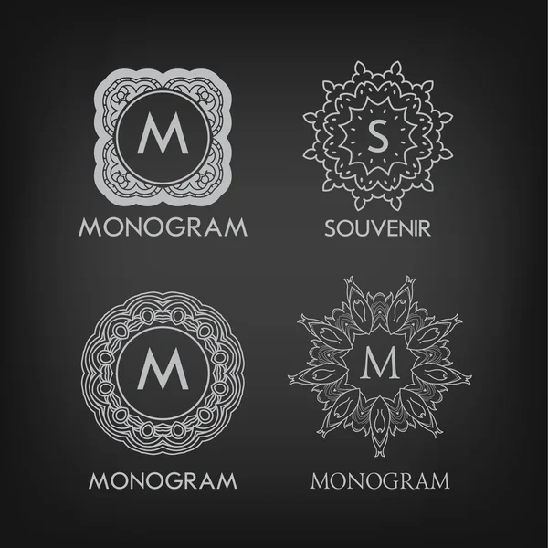 Set di modelli di design monografici di lusso — Vettoriale Stock