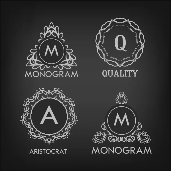 Conjunto de modelos de modelos de monograma de luxo —  Vetores de Stock