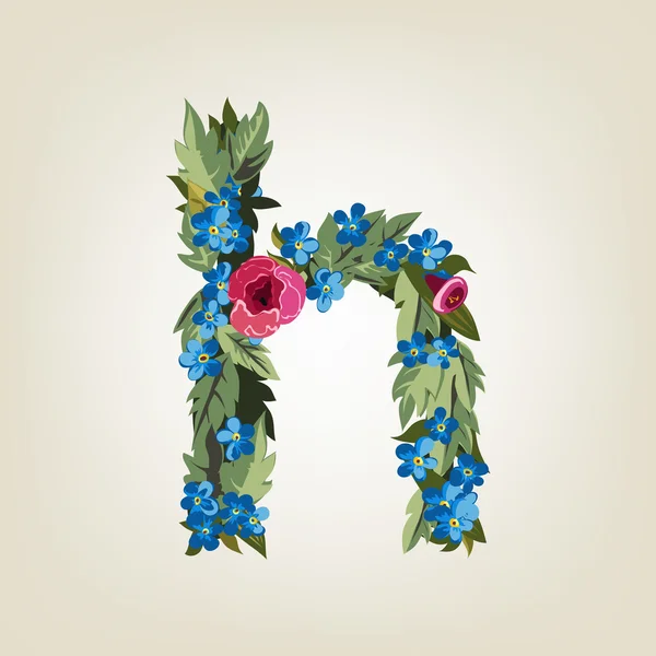 H letter. Flower  alphabet — Stock Vector