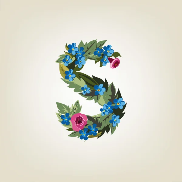 S letter. Flower  alphabet — Stock Vector