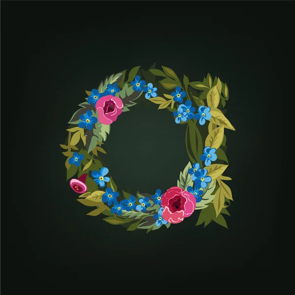 O lettera. Alfabeto dei fiori — Vettoriale Stock