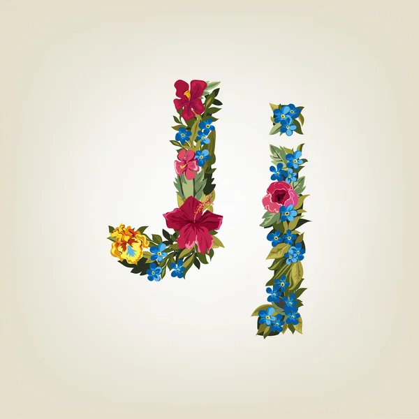 Lettre J. Alphabet fleur — Image vectorielle