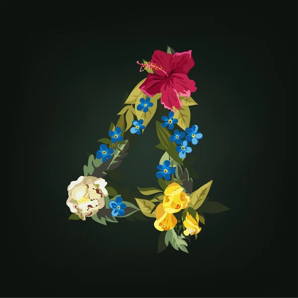 Πολύχρωμο Floral αριθμό 4 — Διανυσματικό Αρχείο