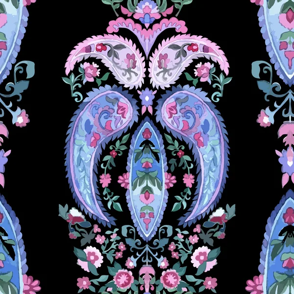Aquarelle paisley motif sans couture — Image vectorielle