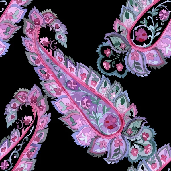 Aquarelle paisley motif sans couture — Image vectorielle