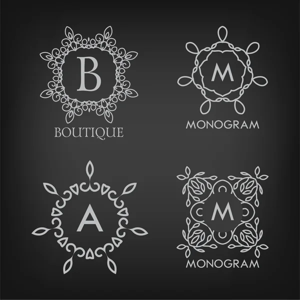 Set of luxury monogram designs templates — Stock Vector