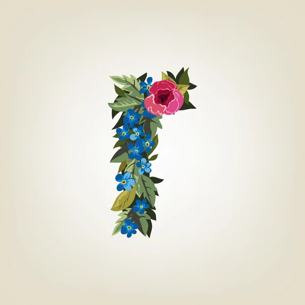 Carta R. Alfabeto de flores — Vector de stock