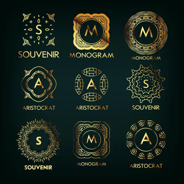 Set of luxury monogram design templates — Stock Vector