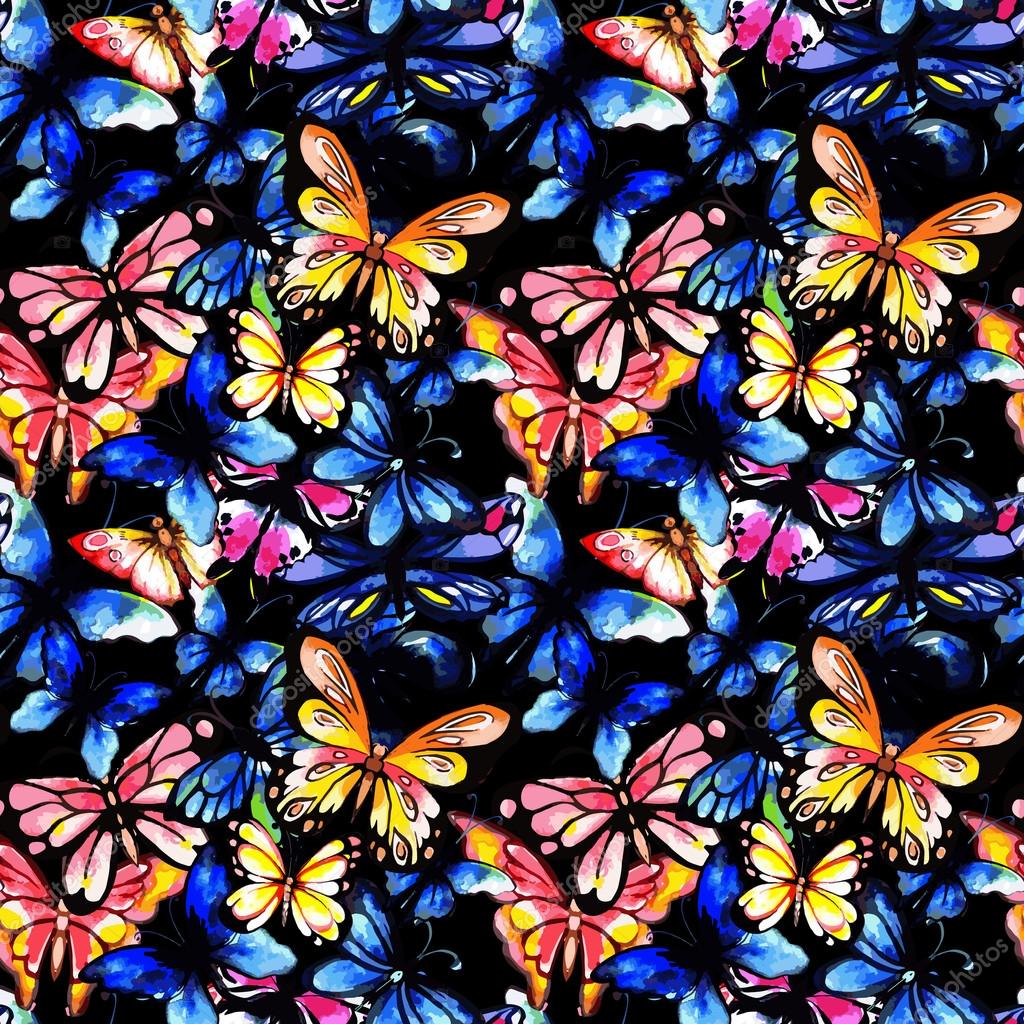 Download Watercolor butterfly seamless pattern — Stock Vector ...