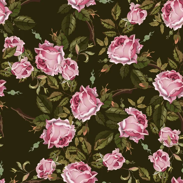 Patrón inconsútil vintage con rosas — Vector de stock