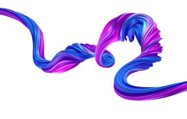 Soyut Renkli Şekil / Fırça darbesi Beyaz Arkaplanda izole edildi. 3B illüstrasyon