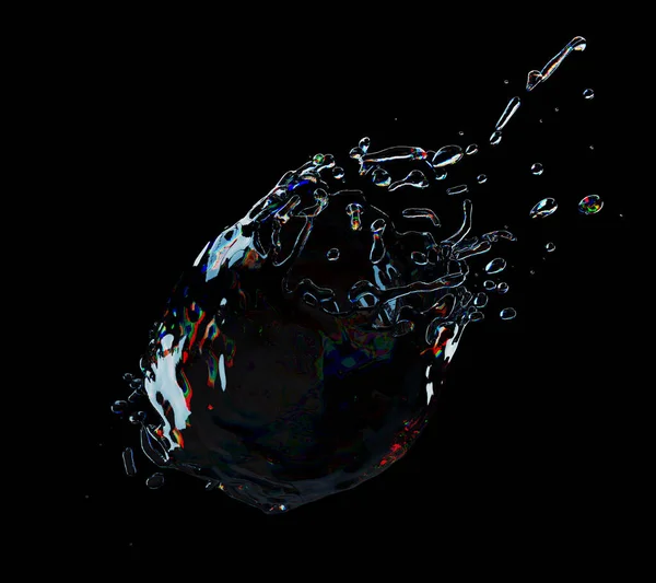 Water Splash Isolated Black Background Illustration — Stock Photo, Image