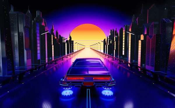 Futuristische Nacht Stadt Hintergrund Illustration — Stockfoto