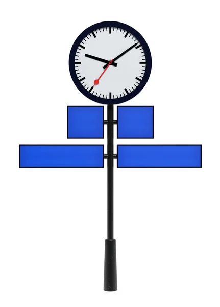 Post Clock Isolated White Background Clipping Path Rendering — Stock Photo, Image