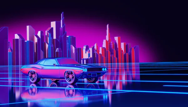 Futuristické Pozadí Neon Night City Ilustrace Stock Snímky