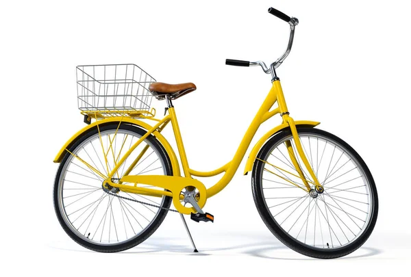 Sárga Vintage Style Kerékpár Elszigetelt Fehér Háttér — Stock Fotó