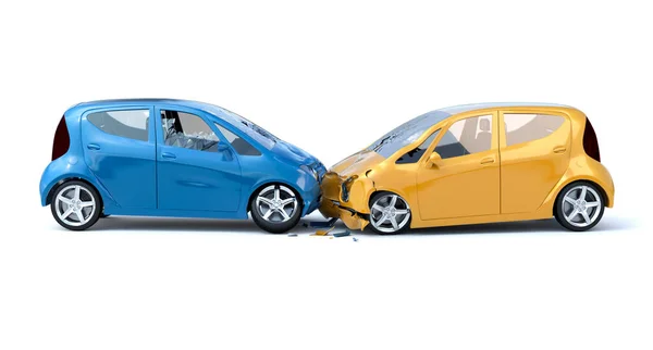 Dos Accidentes Coche Concepto Seguridad Fondo Blanco — Foto de Stock