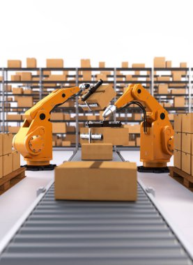 Robotik paketleme ve ambalaj kavram