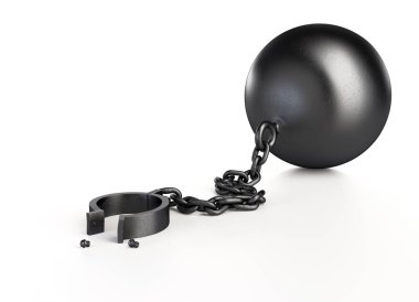 Pranga beyaz arka planda izole edilmiş. 3B illüstrasyon