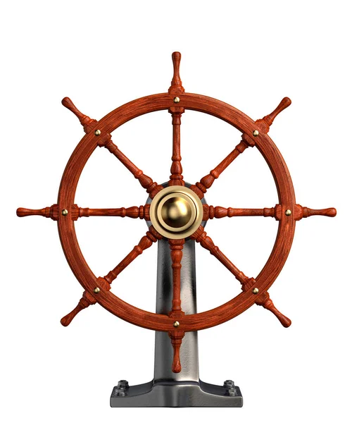 Ship Steering Wheel Isolated White Background — Stock Photo, Image