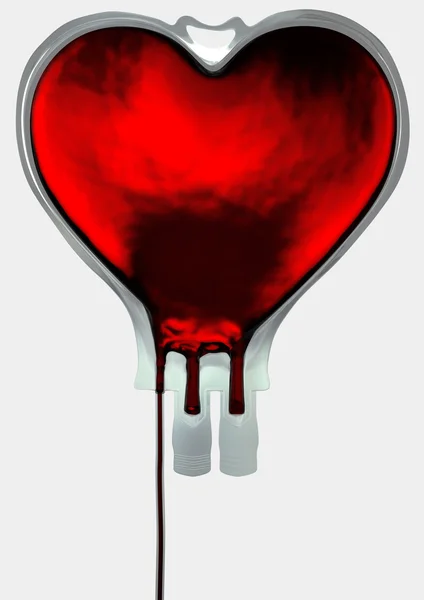 Sacchetto di sangue forma di cuore — Foto Stock