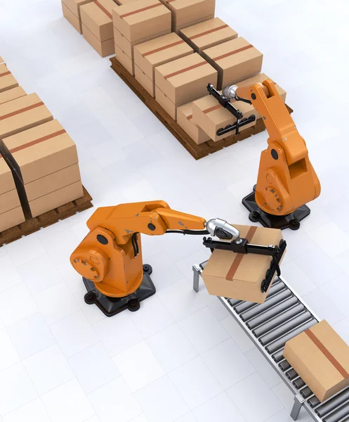 Roboter-Palettier- und Verpackungskonzept — Stockfoto