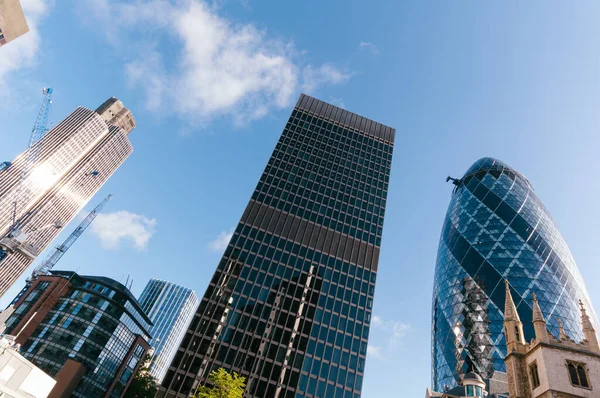 Tittar Direkt Upp Skyline Finansdistriktet City London Modern Futuristisk Och — Stockfoto