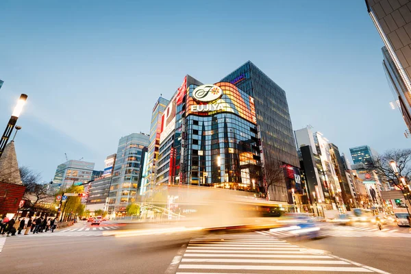 Tokio Japonsko Ledna 2016 Fujiya Building Sukiyabashi Crossing Během Dopravní — Stock fotografie