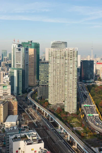 Токио Япония Декабря 2015 Современные Офисные Здания Голубое Небо Япония — стоковое фото