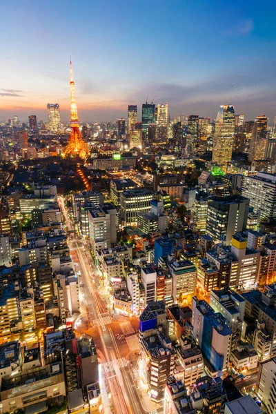 Éjszakai Kilátás Tokió Skyline Tokió Japán — Stock Fotó