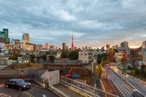 Tokió Japán 2015 December Emelkedett Kilátás Városra Ikonikus Tokió Toronyra — Stock Fotó