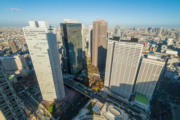 Letecký Pohled Panorama Města Tokia Zobrazující Mrakodrapy Vysokých Kancelářských Budov — Stock fotografie