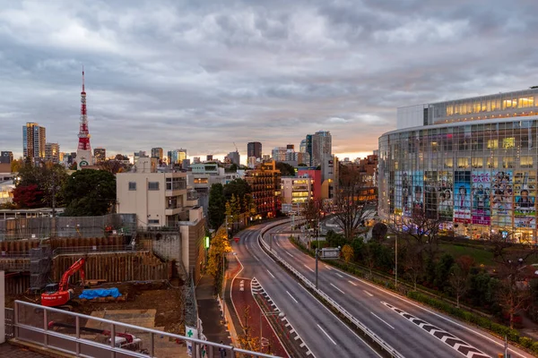 Tokio Japonia Grudnia 2015 Wieczorny Widok Panoramę Miasta Kultową Wieżę — Zdjęcie stockowe