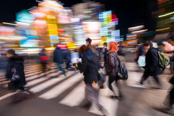 Tokio Japan Januar 2016 Bewegungsunschärfe Von Menschen Einer Straßenkreuzung Belebten — Stockfoto